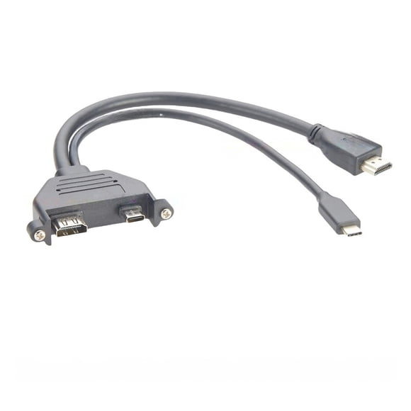 Generic Dual Ports USB 3.1 C HDMI 2.0 Combo Extension Cable 10Gbps 4K@60hz Male to Female Screw Panel Mount for PC Dashboard