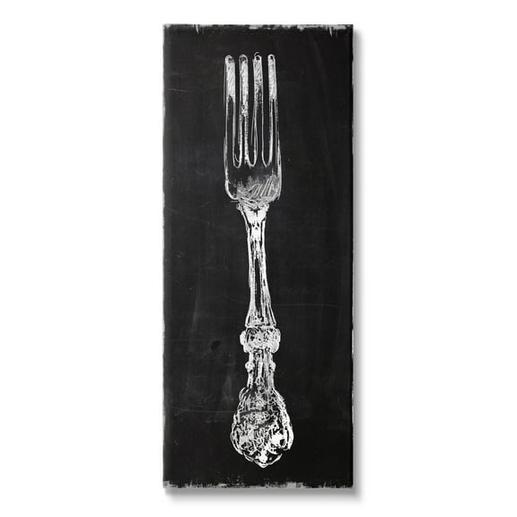 Stupell Industries Vintage Stenciled Fork Kitchen Cutlery Utensil Graphic Art Gallery Wrapped Canvas Print Wall Art, Design by Carol Robinson