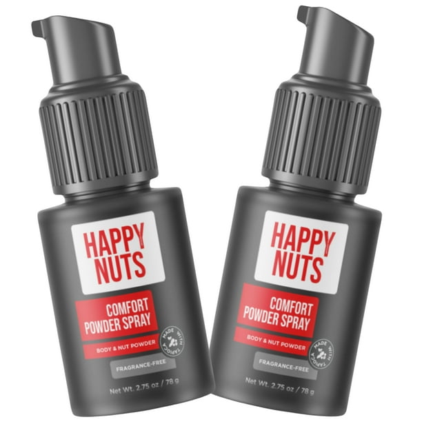 Desodorante en aerosol Happy Nuts Comfort Powder para hombre: Antirrozaduras, control de olores, sin aluminio, ideal para regalar en las zonas íntimas masculinas. 2.75 oz (paquete de 2), sin fragancia