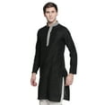 thumbnail image 2 of In-Sattva Men's Indian Embroidered Banded Collar and Placket Royal Kurta Tunic; Black, MD, 2 of 3