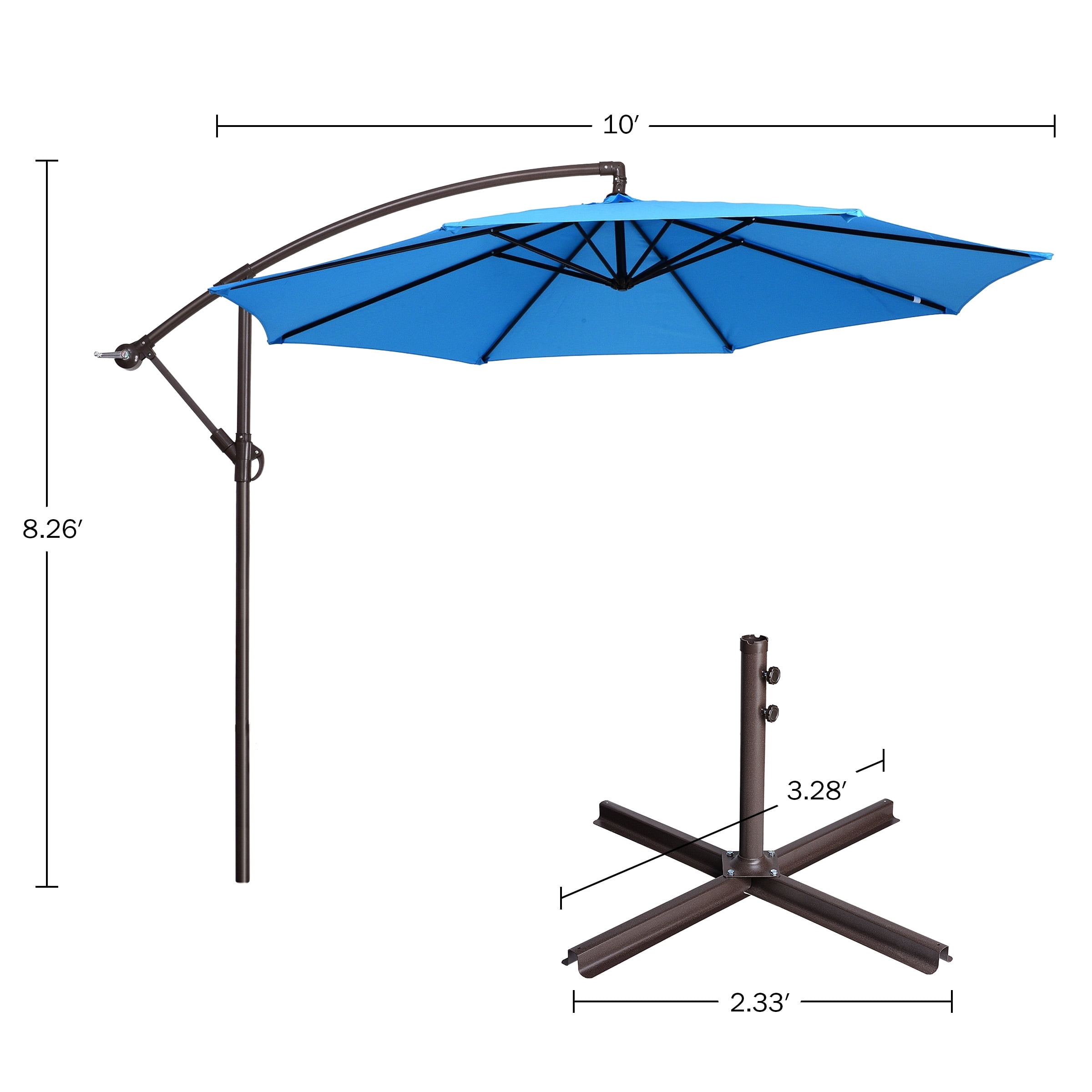Cantilever Umbrella - 10FT Offset Outdoor Patio Umbrella with Tilt, Blue