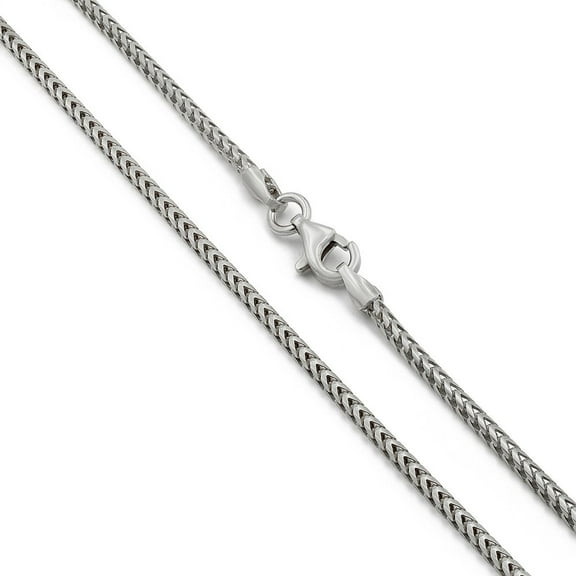 14K White Gold 1.5mm Solid Franco Chain, FREE Microfiber Cloth, Square Box Link Mens Womens Necklace, Giorgio Bergamo