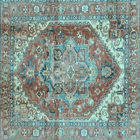 Ahgly Company Indoor Square Persian Light Blue Traditional Area Rugs, 4' Square