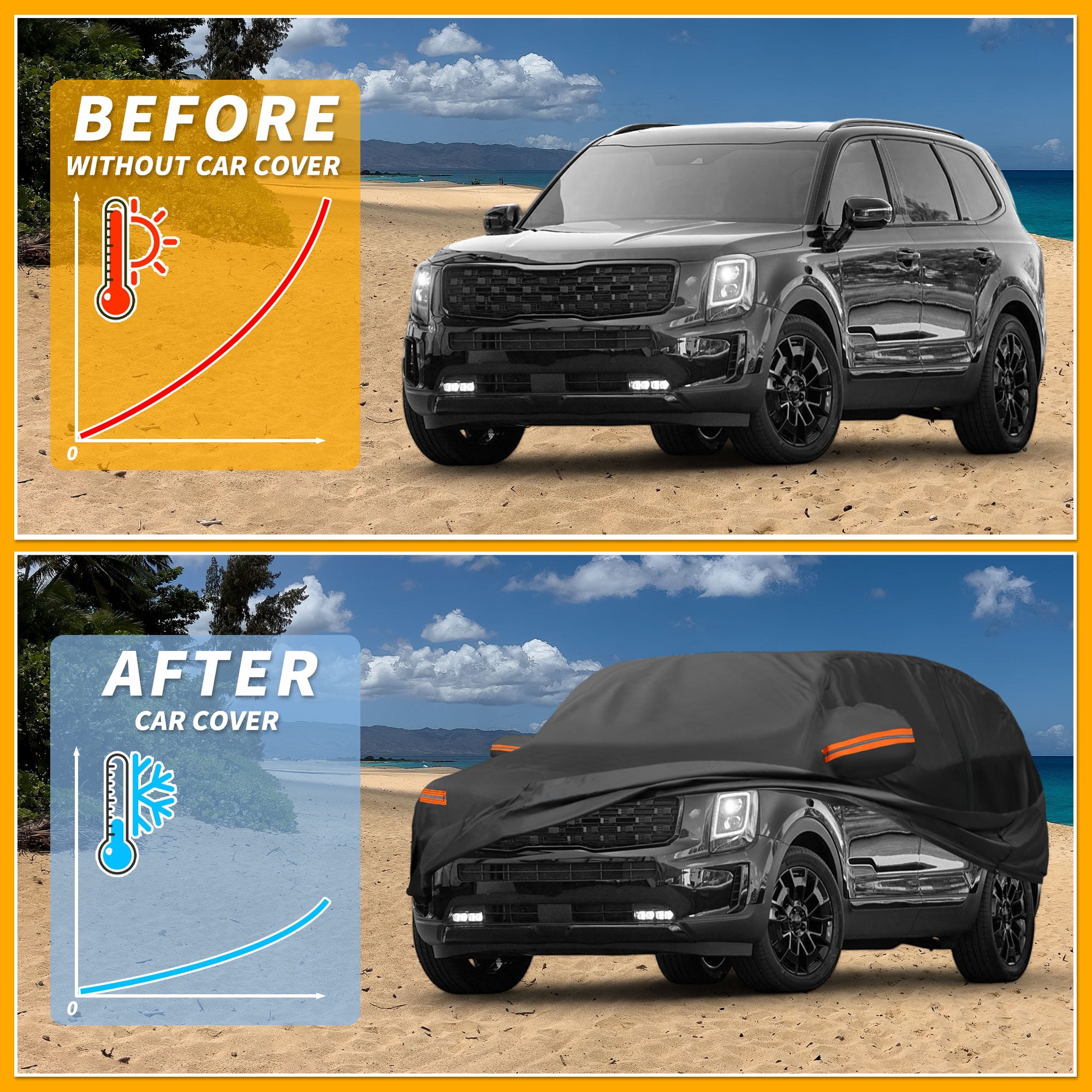 Unique Bargains Durable Waterproof Car Cover Black for Kia Telluride