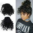 thumbnail image 3 of Happydeer Women Curly Black Wig Heat Resistant Hairpiece Natural Bang Hair Extensions, 3 of 11
