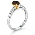 thumbnail image 3 of Gem Stone King 925 Sterling Silver and 10K Yellow Gold Brown Smoky Quartz Solitaire Engagement Ring for Women (0.75 Cttw, Oval 7X5MM, Gemstone Birthstone, Available in Size 5, 6, 7, 8, 9), 3 of 4