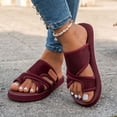 thumbnail image 2 of Womens Slides Sandals Minimal Water Friendly Flip Flops Summer Casual Lightweight Slippers for Beach Vacation Pool Daily Wear Wine Size 6.5, 2 of 6