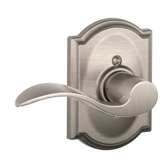 Schlage Residential F170 ACC 619 CAM LH Grade 2 Single Dummy Accent Lever Camelot Rose Satin Nickel Finish