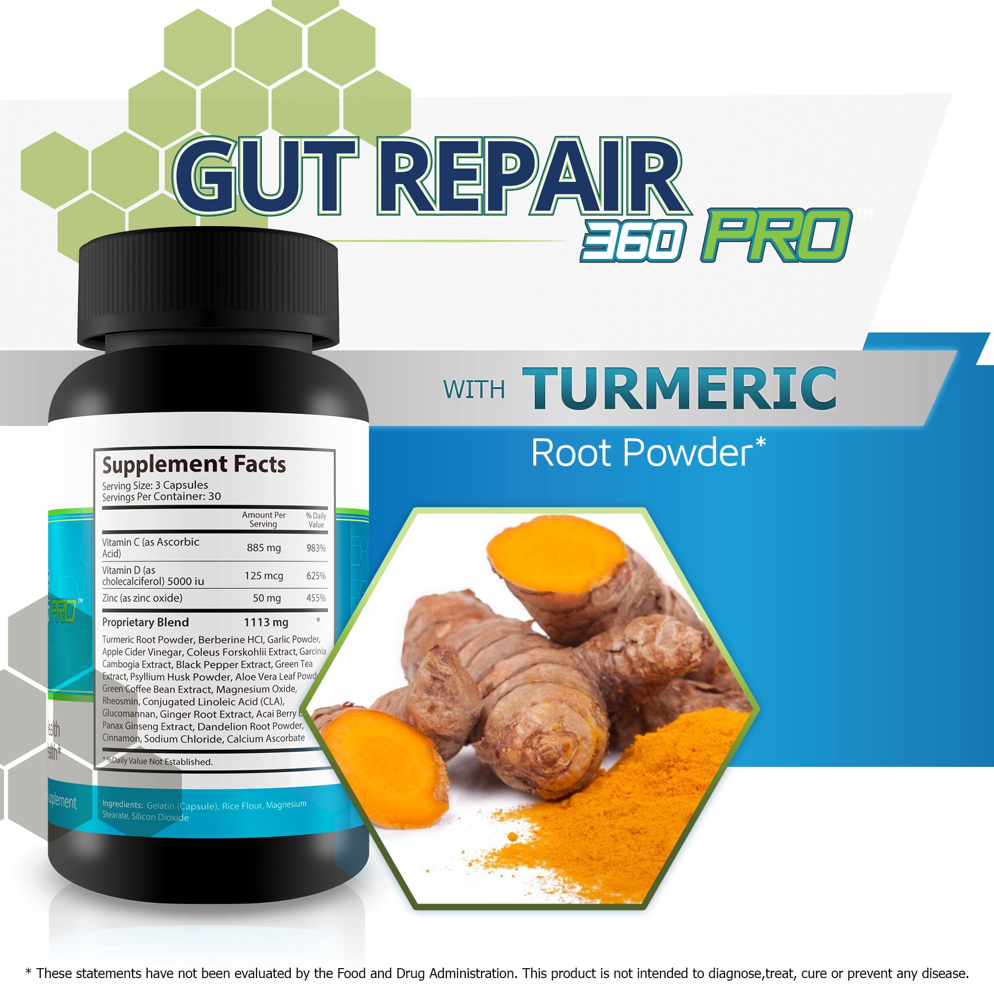 Gut Repair 360 Pro - Intestinal Health Supplement - LeakyGut Repair - Support GI Lining Health - Help Reduce Symptoms Like Bloating, Heartburn, IBS - Our Best Gut Support Formula