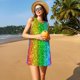 thumbnail image 3 of Balery Glitter Rainbow Vestidos de verano para mujer con estampado: vestido holgado sin mangas, vestido playero informal y cómodo para días calurosos., 3 of 7