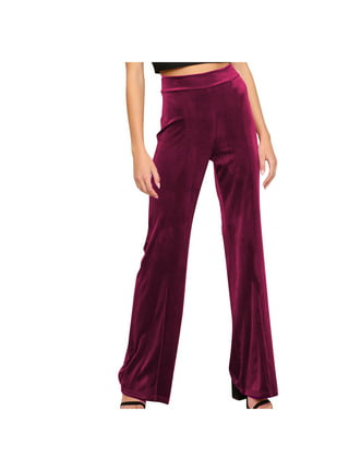 Owl's-Yard Women Crushed Velvet Pants Tie-Up Flare Pants 70s Palazzo Wide  Leg Slim Bell Bottom High Waist Stretch Trousers (Black, S) at   Women's Clothing store