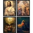 thumbnail image 3 of PixonSign Framed Wall Art Inspirational Christian Themed Illustrations Posters, Set of 4 Renaissance Fine Art Vintage Canvas Prints, Cozy Zen Wall Décor for Home Decor - 11"x14" Black, 3 of 5
