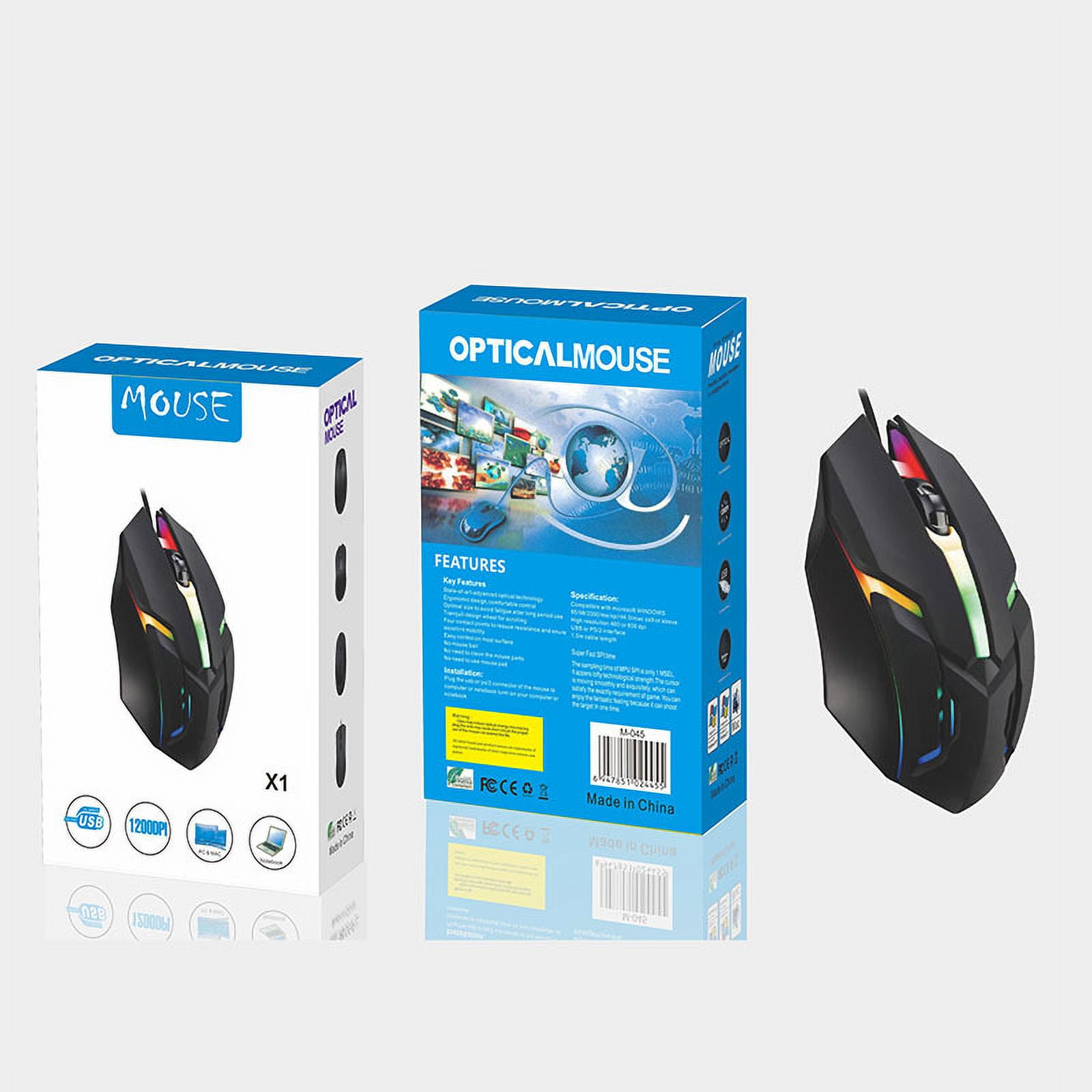 Computer mouse, wired USB interface, light-sensitive ergonomics, suitable for office notebook gaming mouse, black