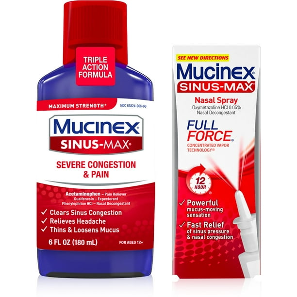 Mucinex SinusMax Severe Congestion & Pain Liquid 6 oz & Mucinex Sinus