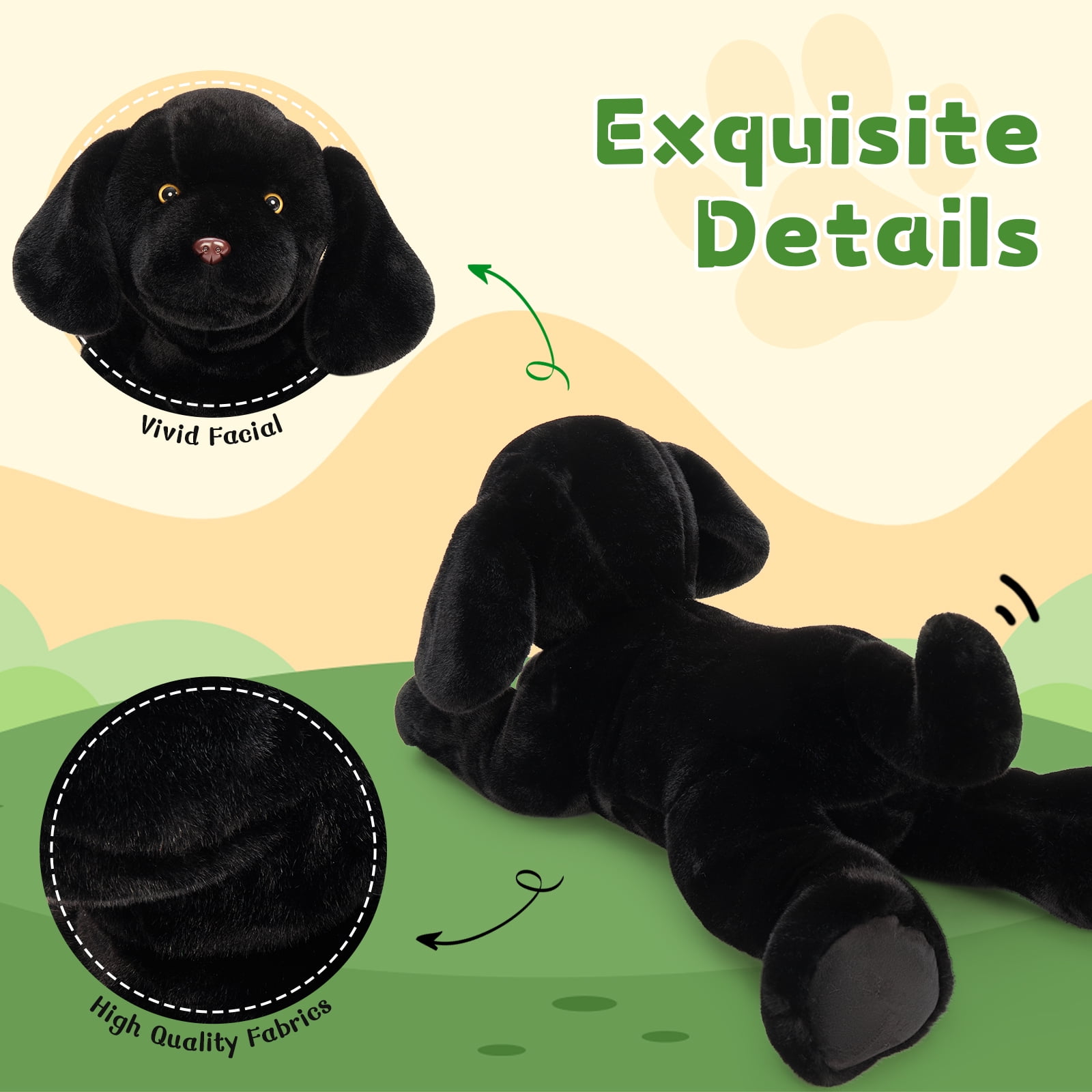 MorisMos 31.5'' Giant Black Lab Stuffed Animal Big Realistic Stuffed Labrador Dog Plush Toy