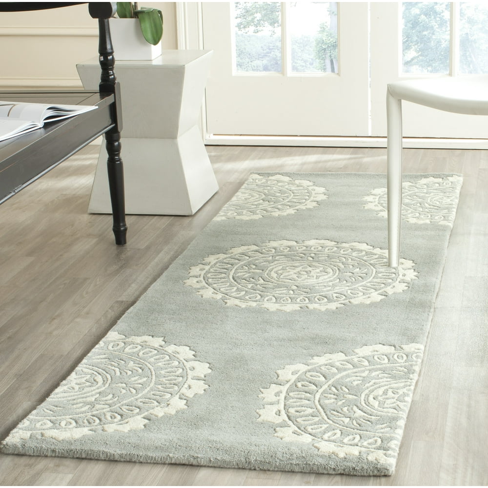 SAFAVIEH Bella Parker Geometric Wool Runner Rug, Grey/Ivory, 2'3" x 9