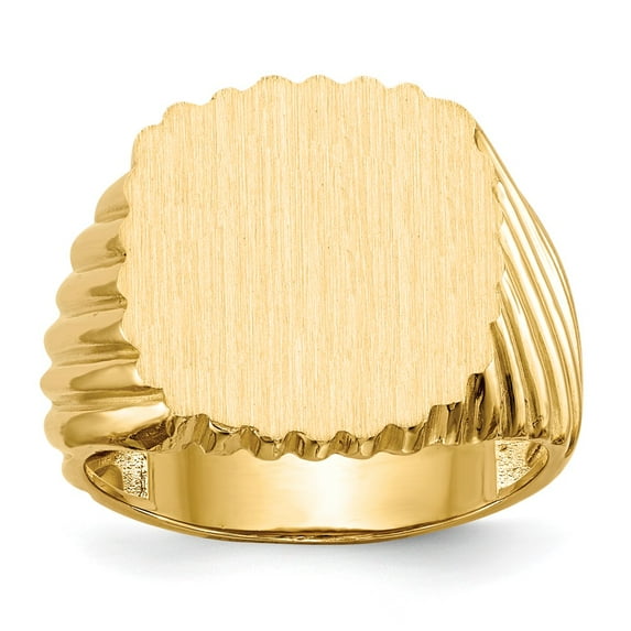 Solid 14k Yellow Gold 18.0x16.5mm Open Back Men's Engravable Monogram Signet Ring Band Size 11.5