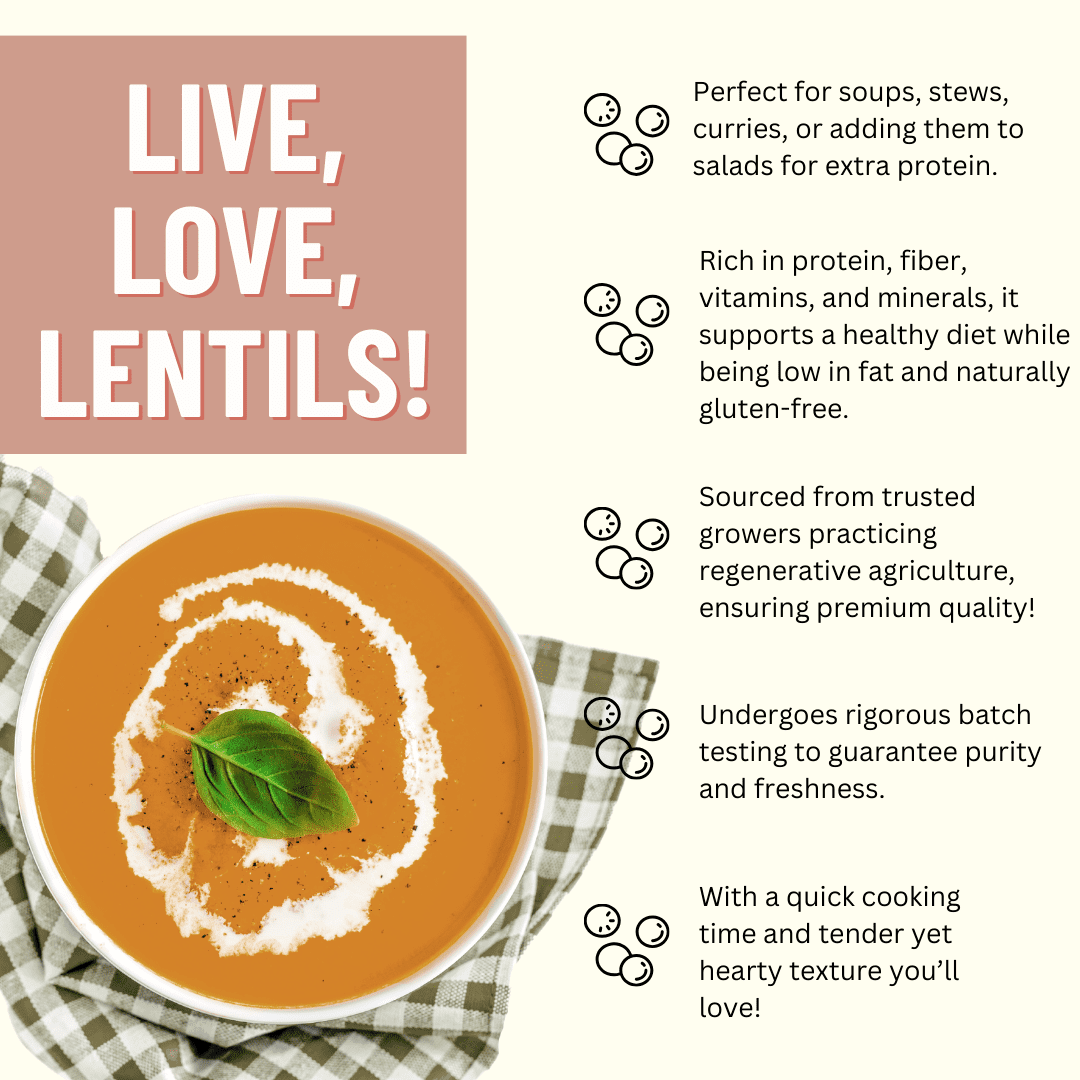 Organic Red Split Lentils, 1 lb. (6 pack) - Mountain High Organics