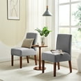 thumbnail image 2 of Cterwk 2PCS Fabric Accent Chair Corner Side Chair with Round Wood Table  for Bedroom Home Office, Gray, 2 of 7