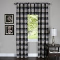 thumbnail image 4 of Plaid Window Kitchen Curtain Privacy Sheer 3-Piece Tier Panel Pair and Valance: 57" x 24", Tier Pair & Valance, Black/Beige, 4 of 4