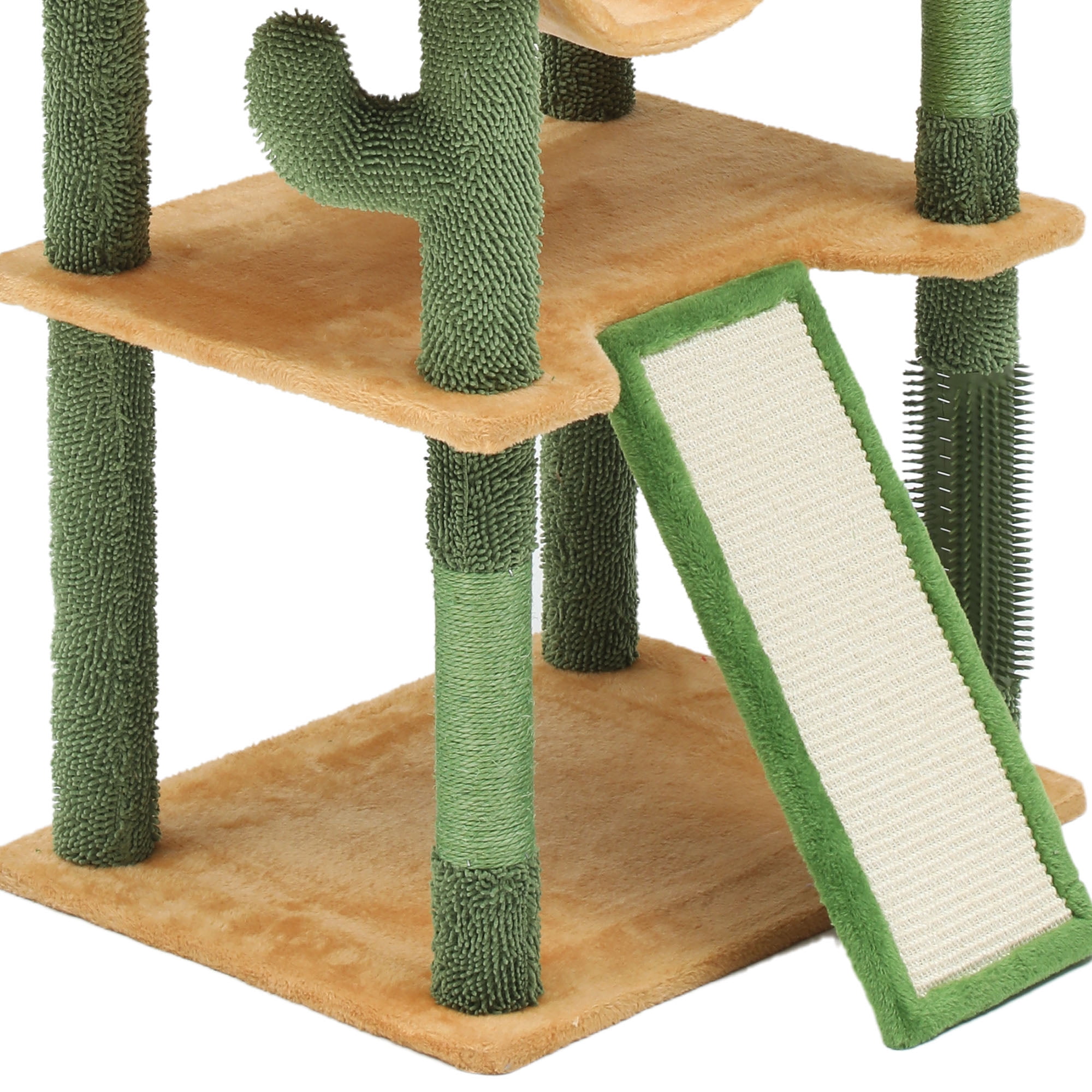 Uforic Large 76" Cactus Cat Tree Tower with Sisal Scratching Posts, Multi-Level Cat House and Condo, Green & Yellow