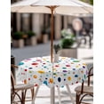 thumbnail image 4 of Colorful Polka Dot Round Outdoor Tablecloth, Waterproof Table Cloth Cover with Umbrella Hole and Zipper, Rainbow Color Polka Dots Abstract Table Protector for Patio Party Picnic 54" Round, 4 of 6