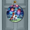 thumbnail image 2 of Happy New Year Brittany Spaniel Family Cheer Winter Midnight Firework Round Wood Sign Brittany Dog Lover Gifts Idea Hanging Wall Home Decor - 02025, 2 of 5
