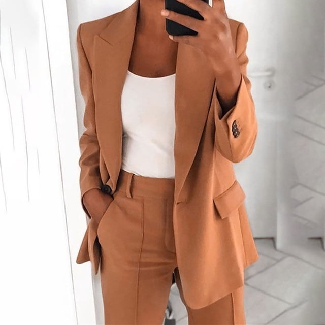 Hauts pour Femmes Mode Femmes Décontracté Uni Col à Revers Costume Petite Manches Longues Manteau Cardigan Hauts Manteau Ajusté