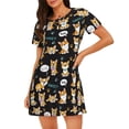 thumbnail image 1 of Fotbe Cute Dogs Corgi Bata de Dormir para Mujer con Estampado, Camisón de Algodón de Manga Corta, Ropa de Dormir Casual, 1 of 6