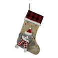 thumbnail image 2 of Christmas Stockings，18" Christmas Stocking Deer Santa Snowman Burlap Plaid Xmas Stocking Holiday Christmas Decoration for Family Kids, 2 of 4