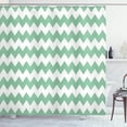 thumbnail image 1 of Ambesonne Chevron Shower Curtain, Zigzag Twisty Modern, 69"Wx84"L, White Jade Green, 1 of 3