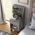 thumbnail image 2 of Furniture of America Armo 1-Drawer and 2-Shelf Wood Adult Nightstand, Vintage Gray Oak, 2 of 10