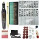 thumbnail image 1 of Kit de grabado negro de 108 piezas, bolígrafo de metal eléctrico, grabado eléctrico en madera con fotocopiadora, plantilla, herramienta de grabado DIY para vidrio de joyería, molino eléctrico de metal de 12 V JM MX-0139141FYD, 1 of 5