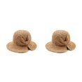 thumbnail image 3 of Qarigey Sombrero de paja de verano Bowknot Floppy de ala ancha Sombreros para el sol Deportes al aire libre Ahuecado Plegable Damas Adultos Caqui M (56-58 cm) 2piezas, 3 of 6