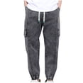 thumbnail image 3 of HaoXianJian Men's Baggy Jeans with 3 Pockets Casual Cargo Pants Drawstring Elastic Waist Baggy Tapered Jeans Plus Size 3X 4X, 3 of 6