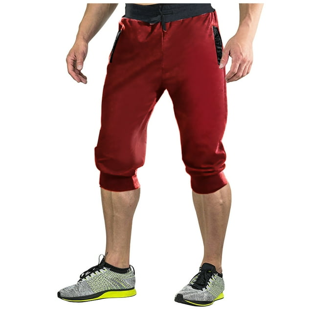Aayomet Shorts Mens Occasionnels Loisirs de Rue Sport Multi Cordon de Serrage Taille Extensible Couleur Cargo Shorts (Rouge, XXL)