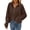 Brown, variant on Women's Long Sleeve Lapel Half Button Down Sweatshirt Solid Stylish Loose Fit Casual Pullover Tops White