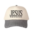 thumbnail image 6 of JESUS THE WAY, THE TRUTH, THE LIFE Letter Embroidered Color Block Trucker Hat Unisex Adjustable Cotton Breathable Fashion Cap for Travel Daily Wear, 6 of 10