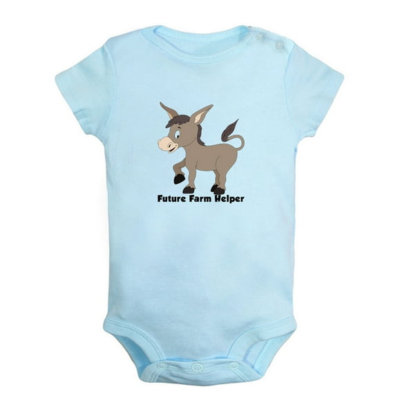Baby Unisex Farm Helper Funny Rompers Newborn Baby Bodysuits Infant Jumpsuits Kids Cotton Animal Donkey Graphic One-Piece Outfits
