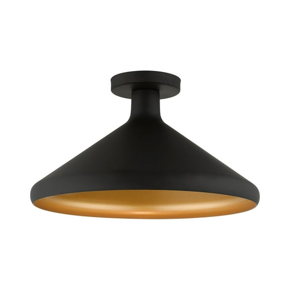 41020-04 Livex Lighting Geneva - 1 Light Semi-Flush Mount In Urban Style-8.75 Inches Tall and 15.25 Inches Wide-Black Finish