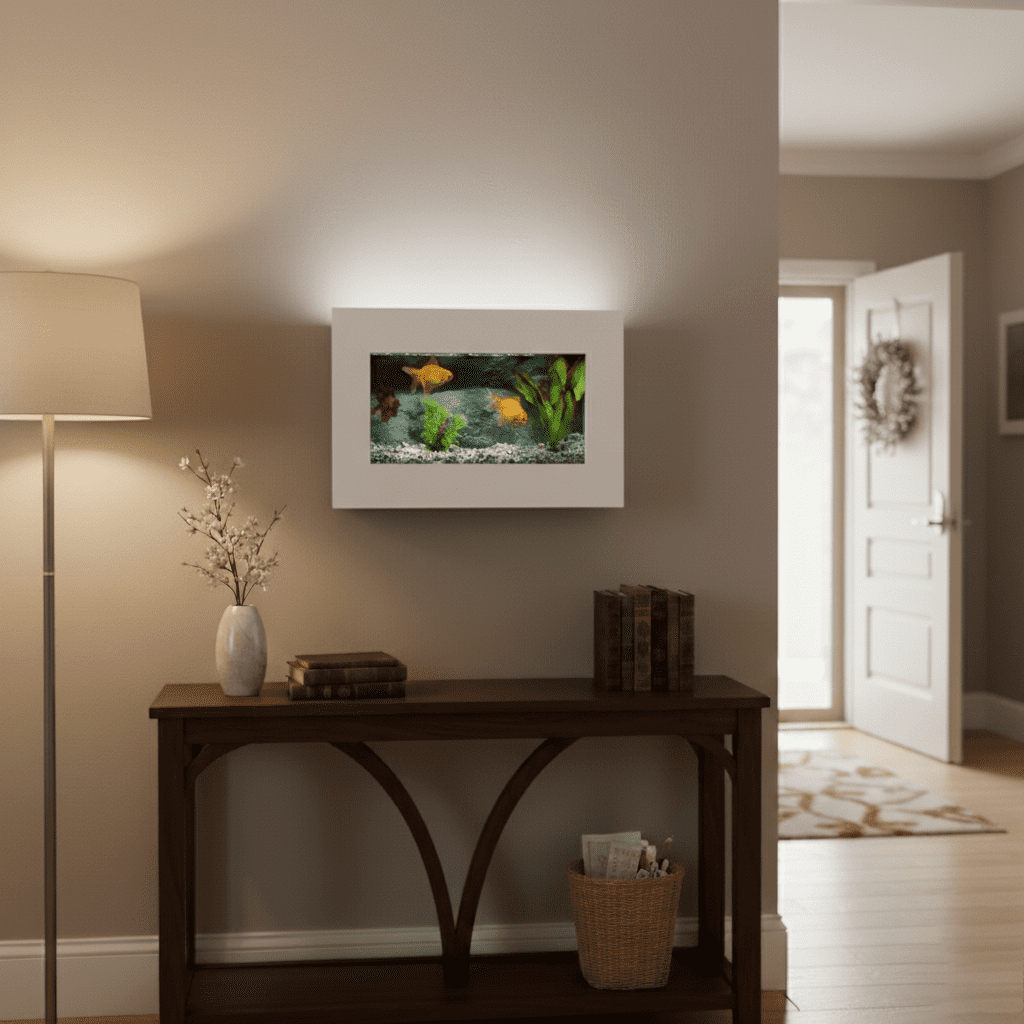 Aussie Aquariums 3.0 Modern Wall Mounted Fish Tank – Contemporary Aquatic Habitat and Living Art Display (View, Matte White)