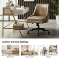 thumbnail image 3 of Vegan Leather Task Chair Swivel Home Office Chair Height Adjustable Mid-back Upholstered Nailhead Trim Bedroom Taupe, 3 of 7