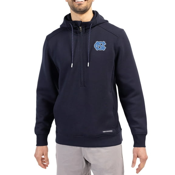 Men's-Cutter & Buck  Navy North Carolina Tar Heels Roam Eco Recycled Half-Zip Pullover Hoodie