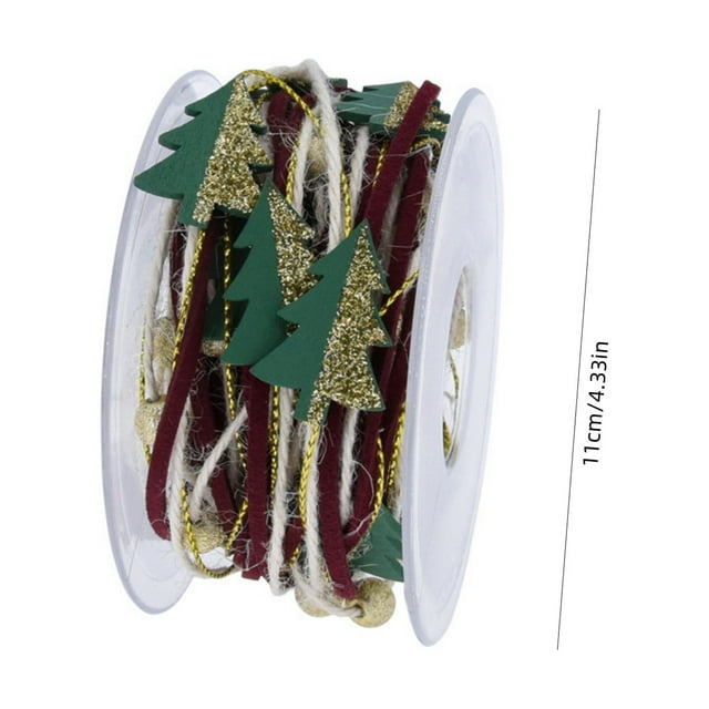 Christmas Tree Ribbon 5 m Fine Linen Beaded Decorative Ribbon for Indoor and Outdoor Holiday Decorations