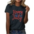 thumbnail image 7 of Summer Save 4Th Of July Patriotic Shirt For Women Independence Day Tee Usa Flag Star Stripe Tops Regular Size Slim Fitted Tee Shirts Round Neck T-Shirts Rolled Sleeve Shirt Boho Beach Holiday Outfit, 7 of 7