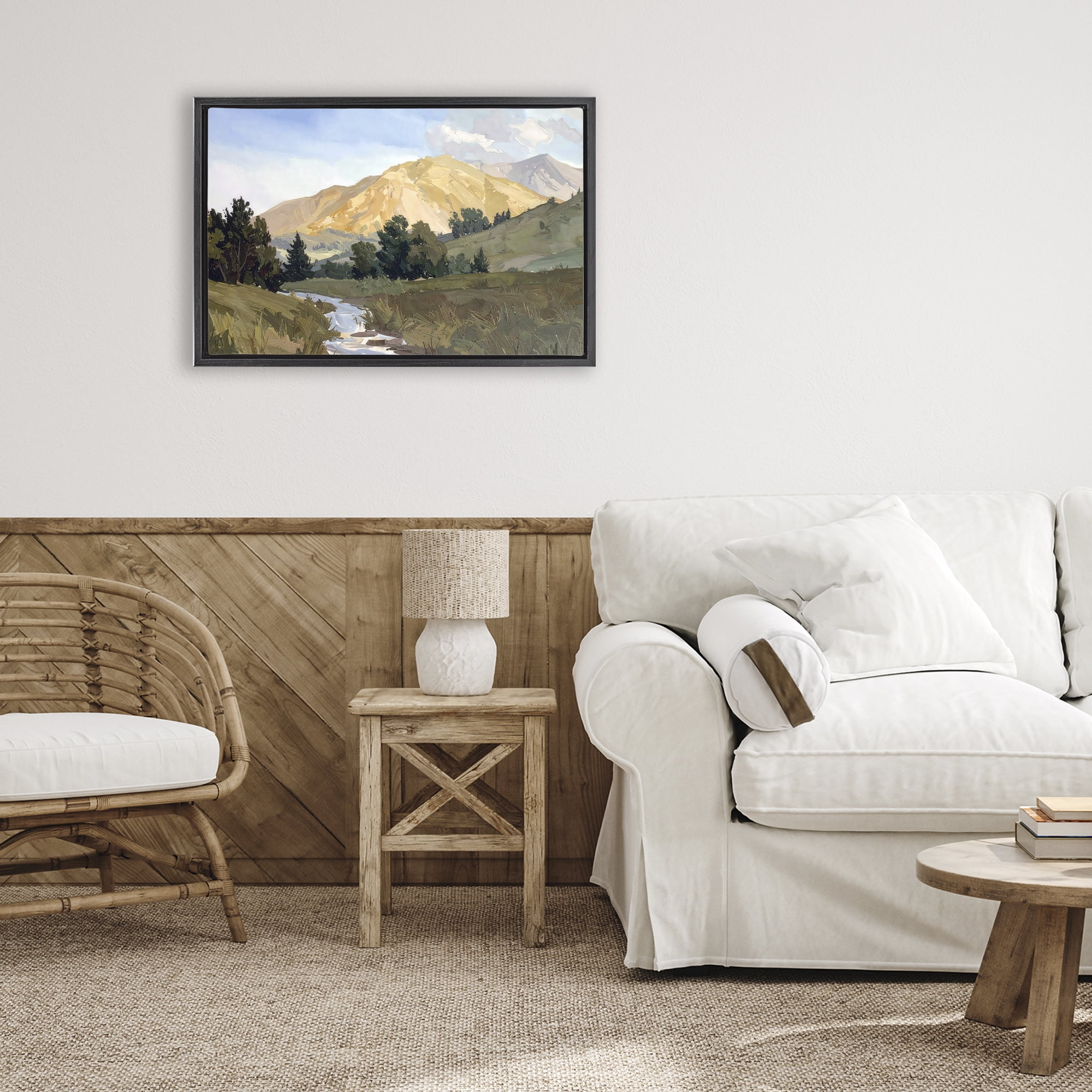 Stupell Industries Mountain Divide Valley Black Framed Floater Canvas Wall Art, design by Alonza Saunders