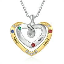 Mementos Personalized Rhodium Plated Brass Family Necklace for Women(Mom) with 4 Birthstones Names
