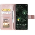 thumbnail image 2 of Case for Google Pixel 6 Pro, Premium Leather Flip Wallet Case with Card Slots Holder Kickstand Hand Strap Mandala Half Flower Design Embossed Shockproof Cover Case - Rose Gold, 2 of 14
