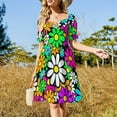 thumbnail image 2 of 2024 Retro Happy Daisy Daisies Flowers Happy Flowers Pattern Dress summer women's suit Women's summer dresses, 2 of 6