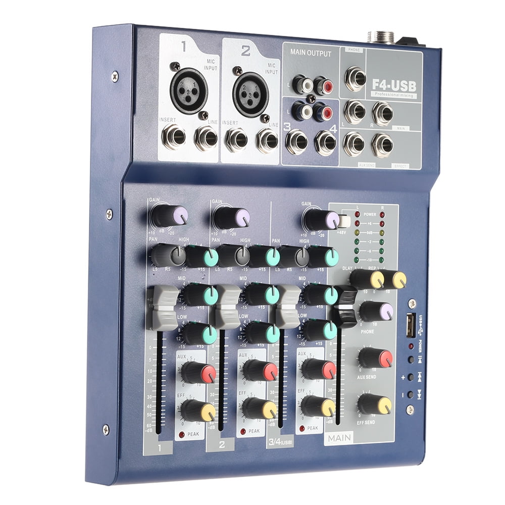 ammoon Professional Metal 4 Channel Live Mixer Mixing Console 3Band EQ